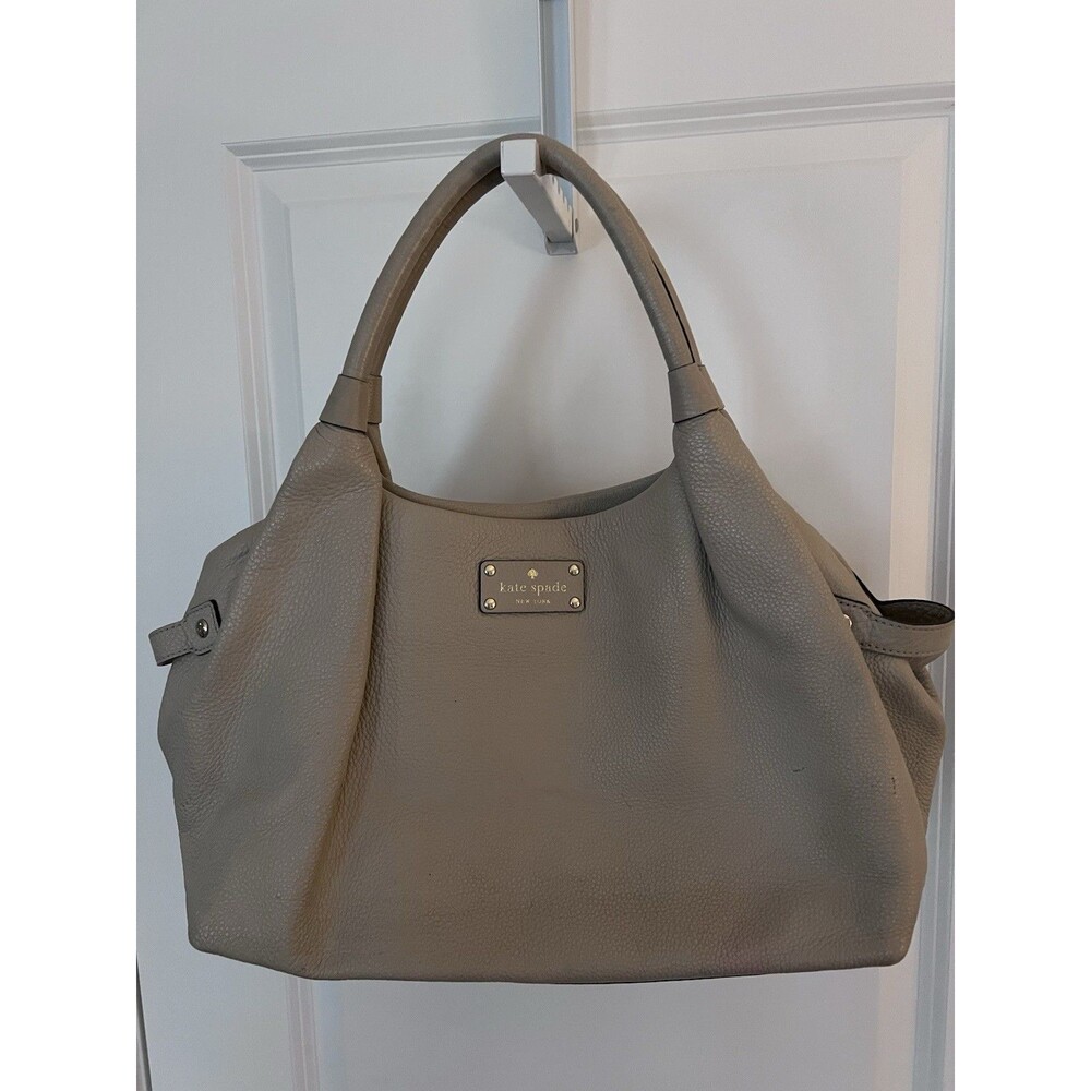 Kate Spade Light Taupe Ivory Pebbled Leather Shoulder Bag